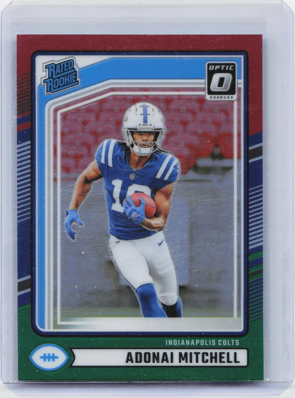 2024 Donruss #343 Adonai Mitchell Optic Rated Rookies Preview Red and Green