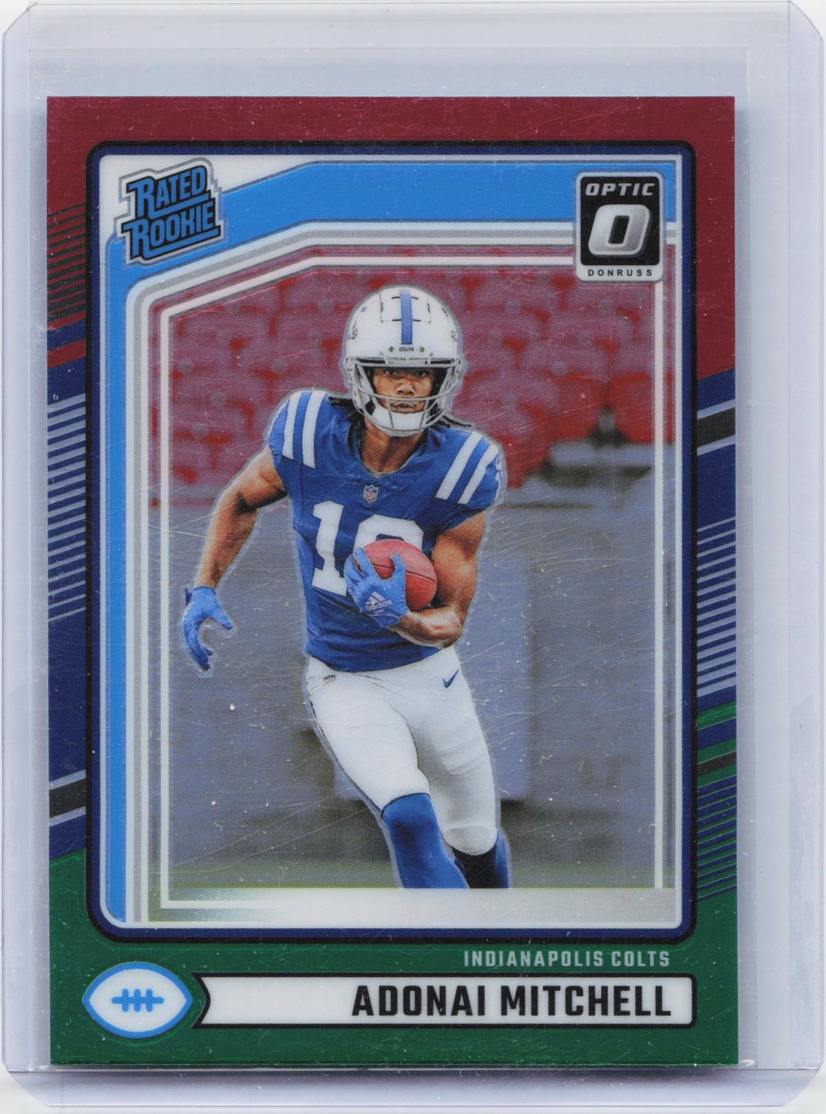 2024 Donruss #343 Adonai Mitchell Optic Rated Rookies Preview Red and Green