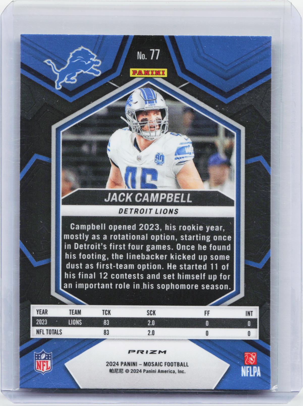 2024 Panini Mosaic #77 Jack Campbell Mosaic