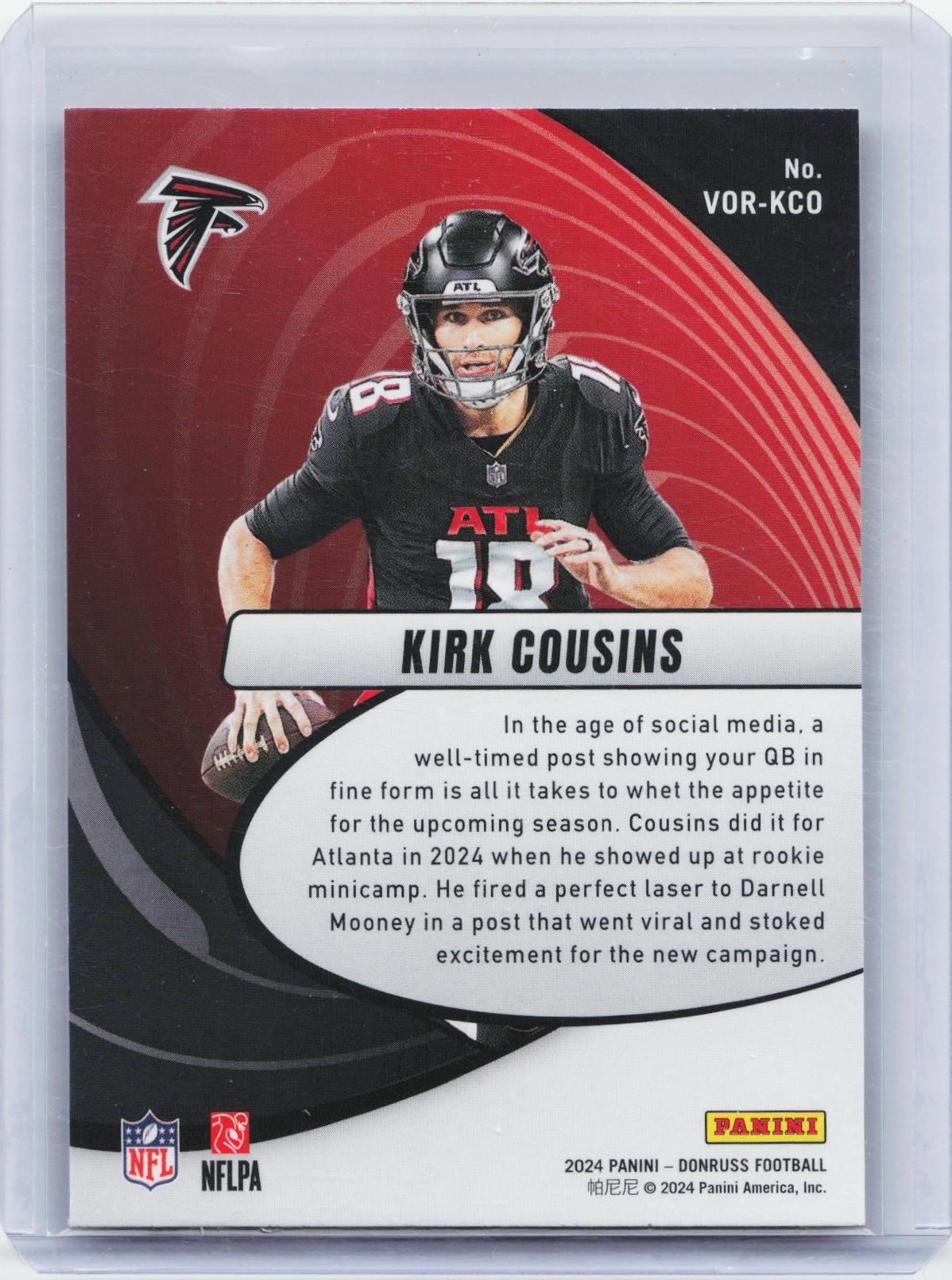 2024 Donruss #VOR-KCO Kirk Cousins Vortex