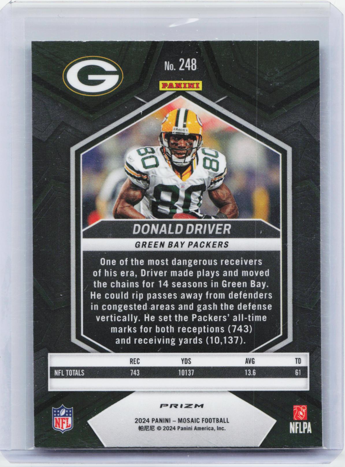 2024 Panini Mosaic #248 Donald Driver Mosaic Green