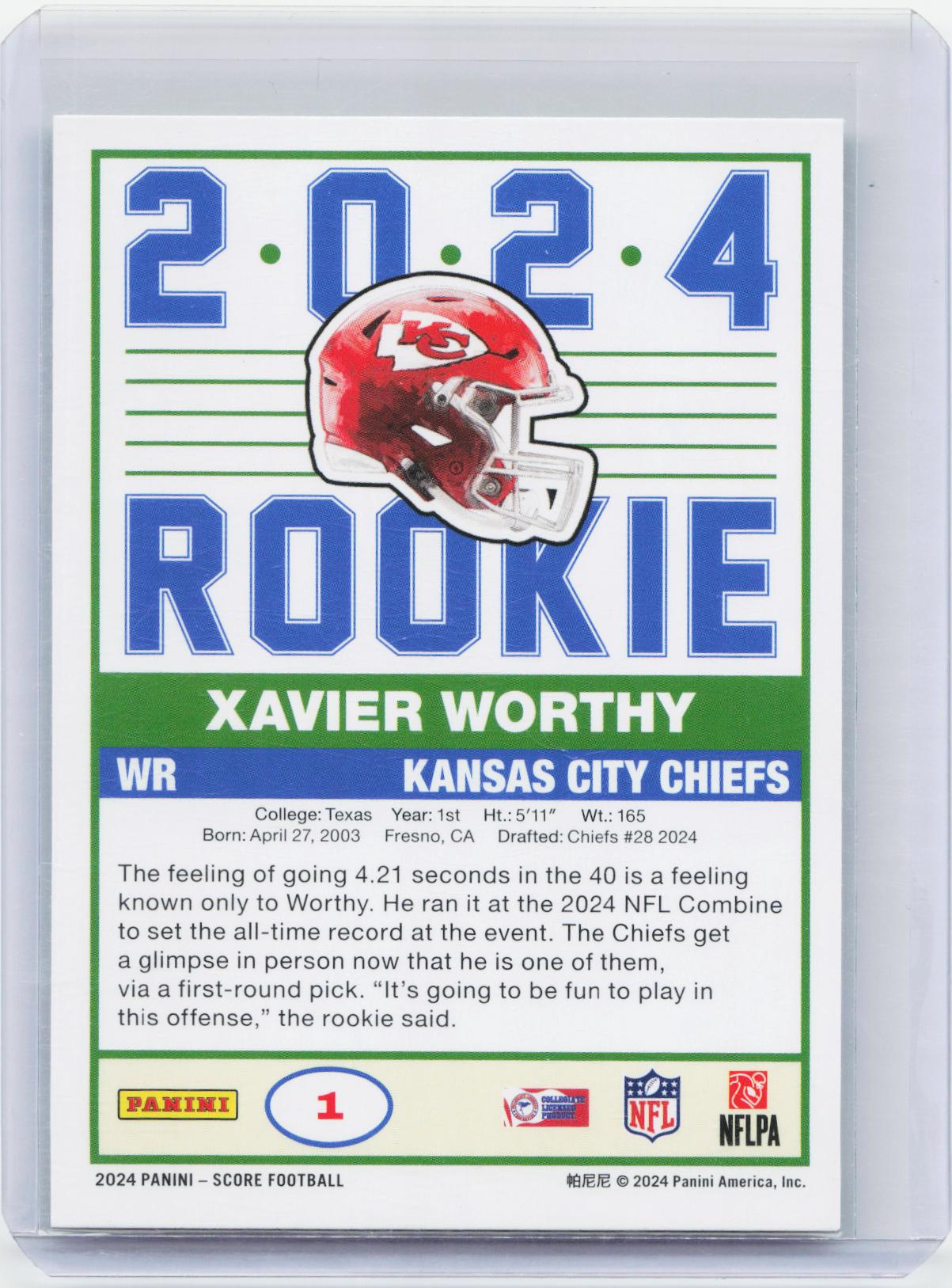 2024 Score #1 Xavier Worthy 35th Anniversary Rookies