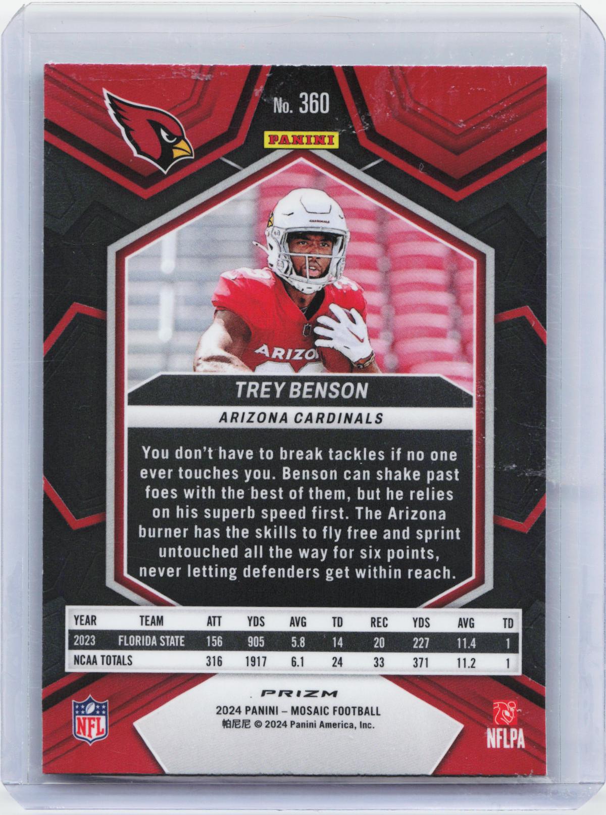 2024 Panini Mosaic #360 Trey Benson Mosaic Green