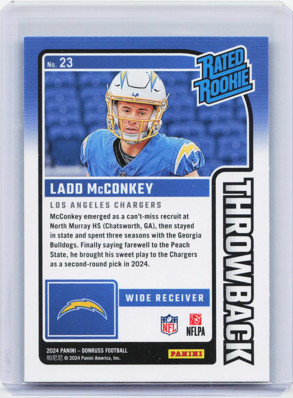 2024 Donruss #23 Ladd McConkey Rated Rookies Throwback
