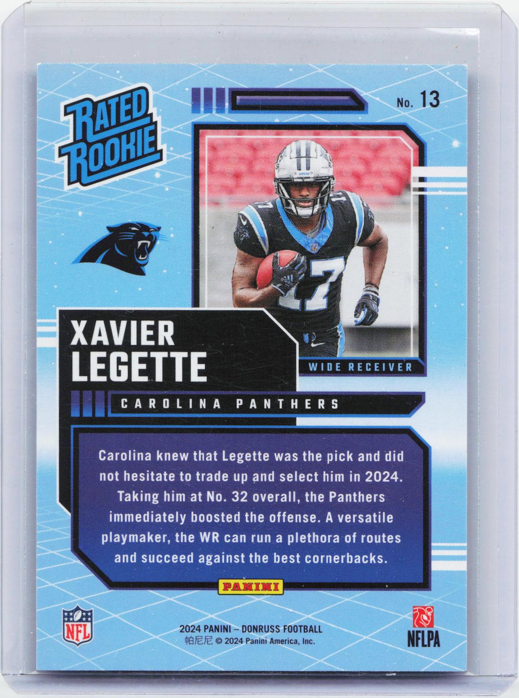 2024 Donruss #13 Xavier Legette Rated Rookies Retro