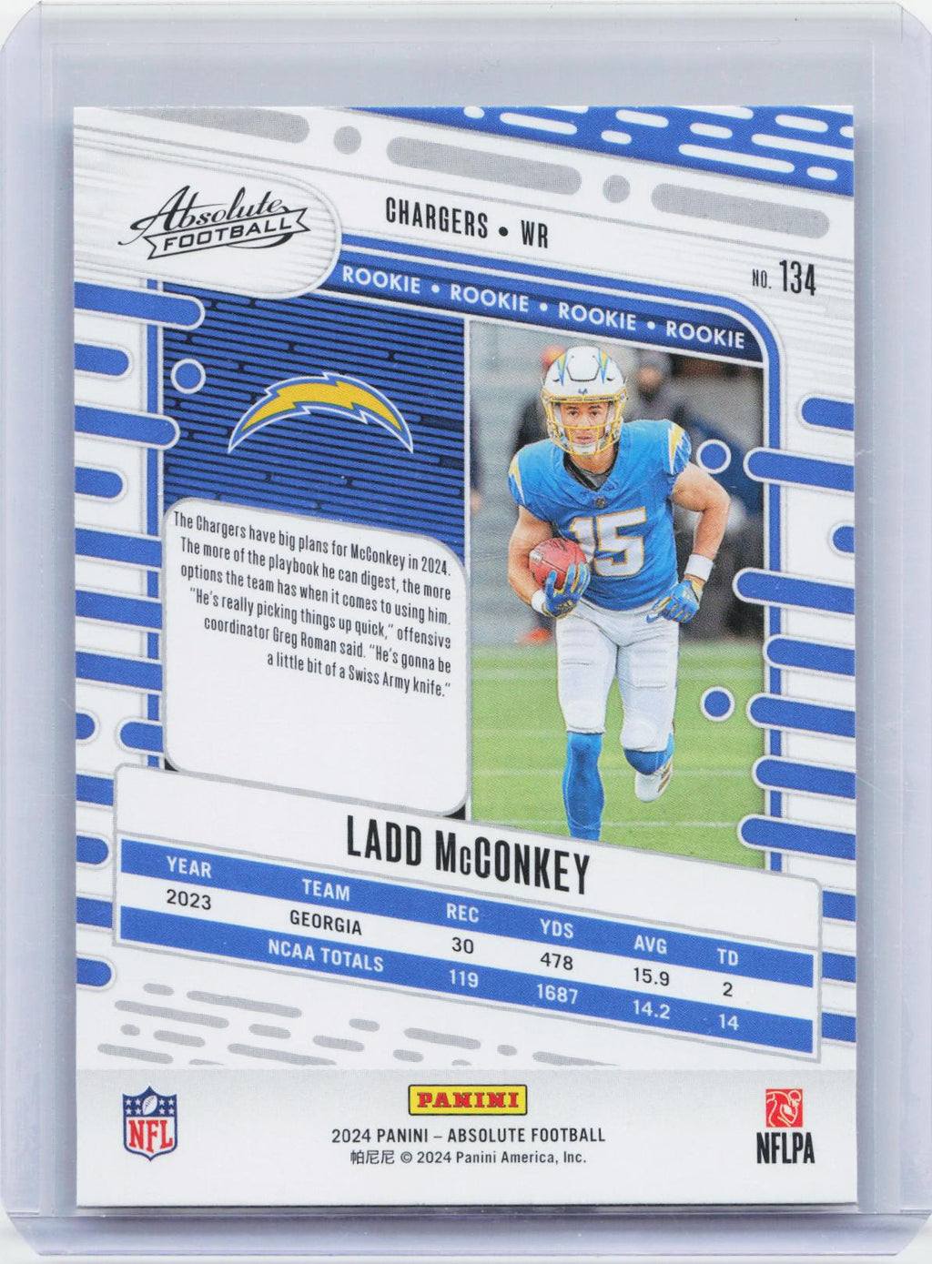 2024 Panini Absolute #134 Ladd McConkey Green