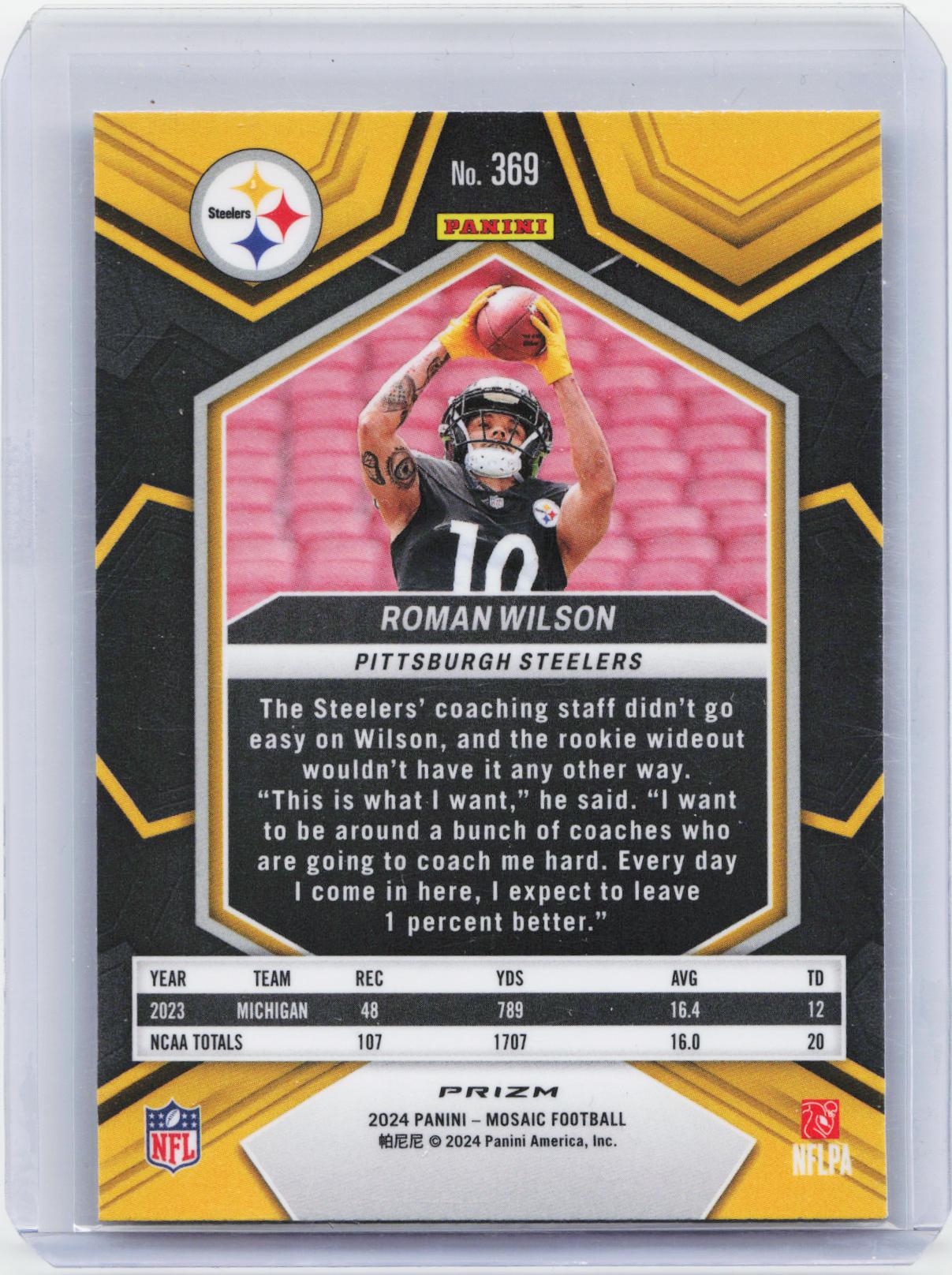 2024 Panini Mosaic #369 Roman Wilson Mosaic