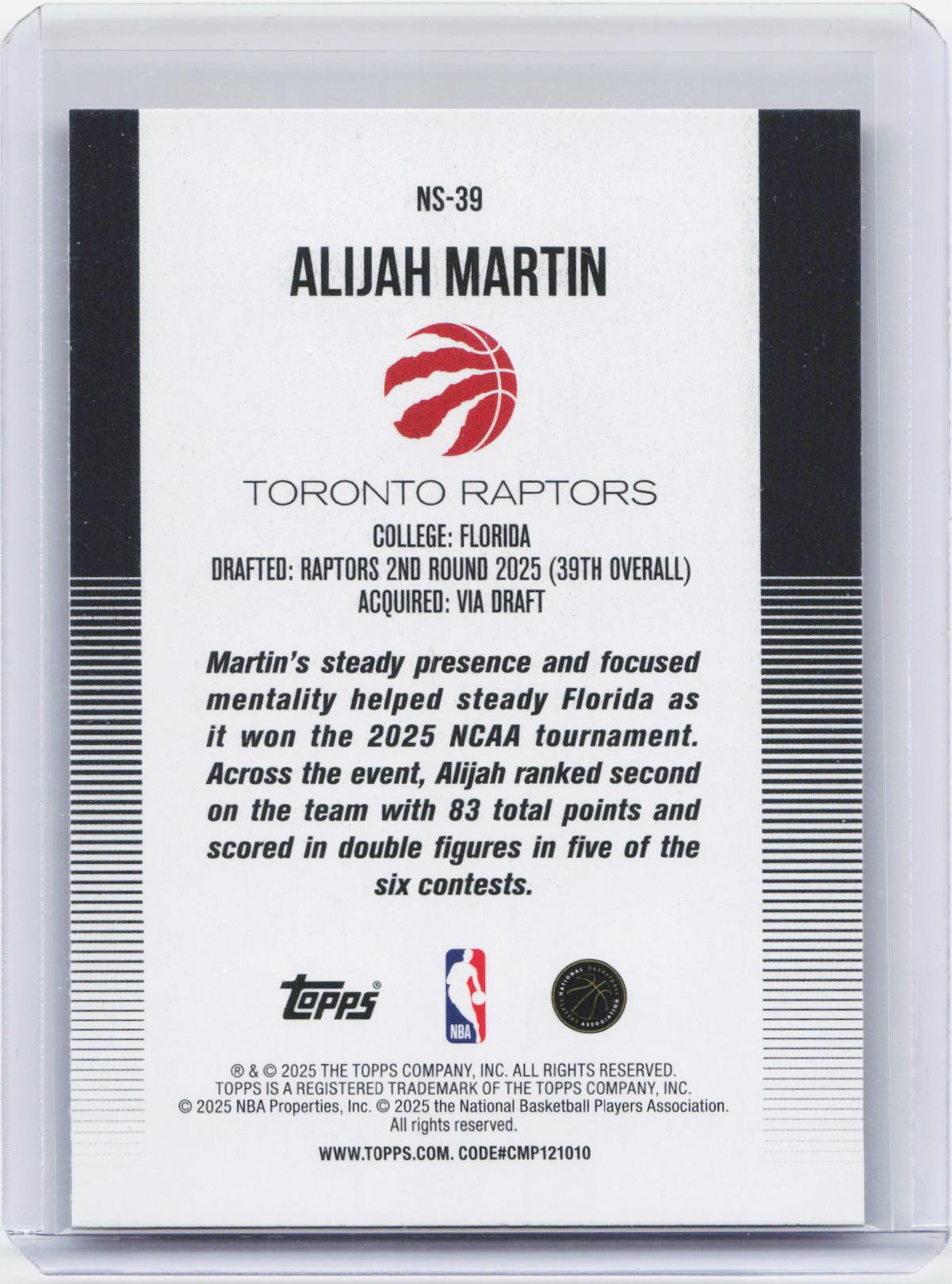2025-26 Topps #NS-39 Alijah Martin New School