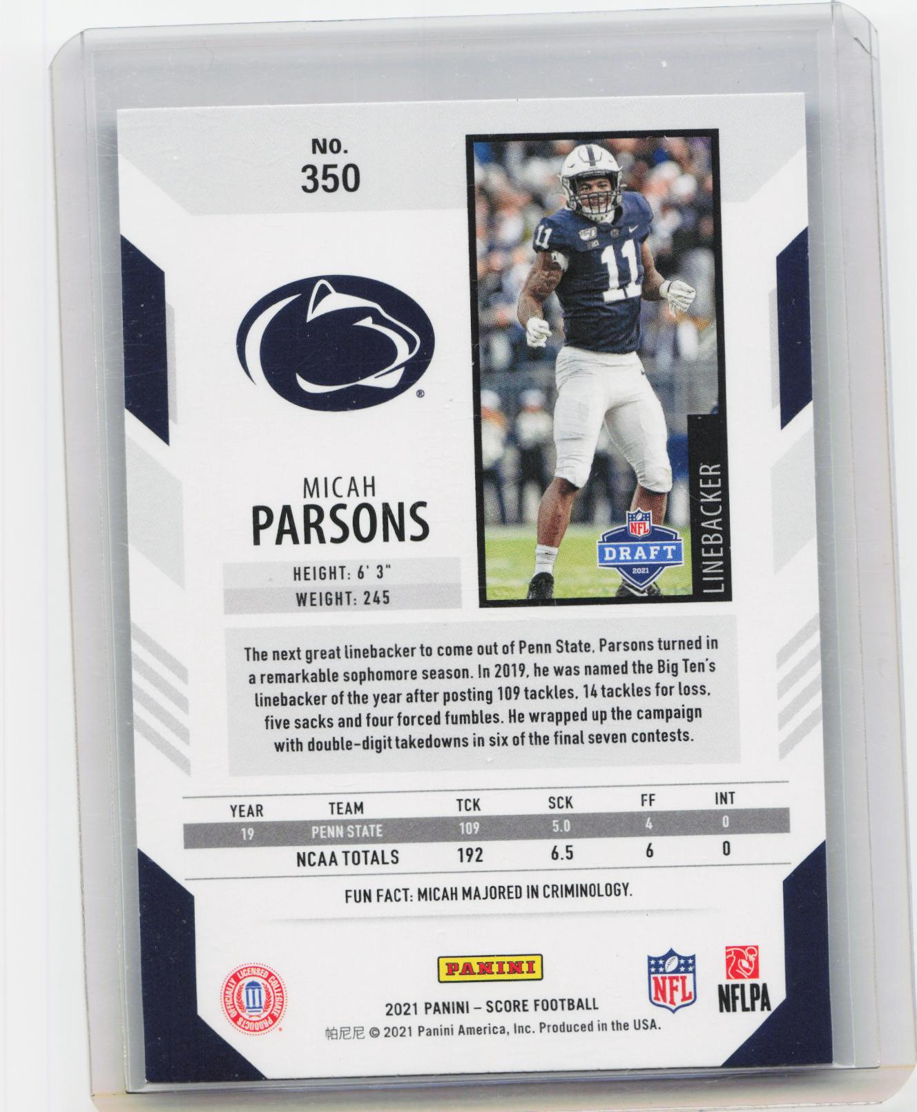 2021 Score #350 Micah Parsons