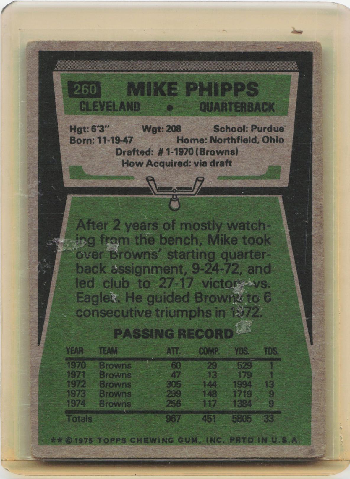 1975 Topps #260 Mike Phipps