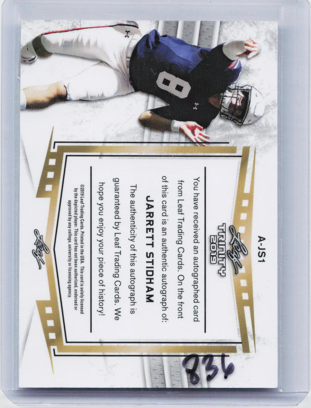 2019 Leaf Trinity - Signatures #A-JS1 Jarrett Stidham