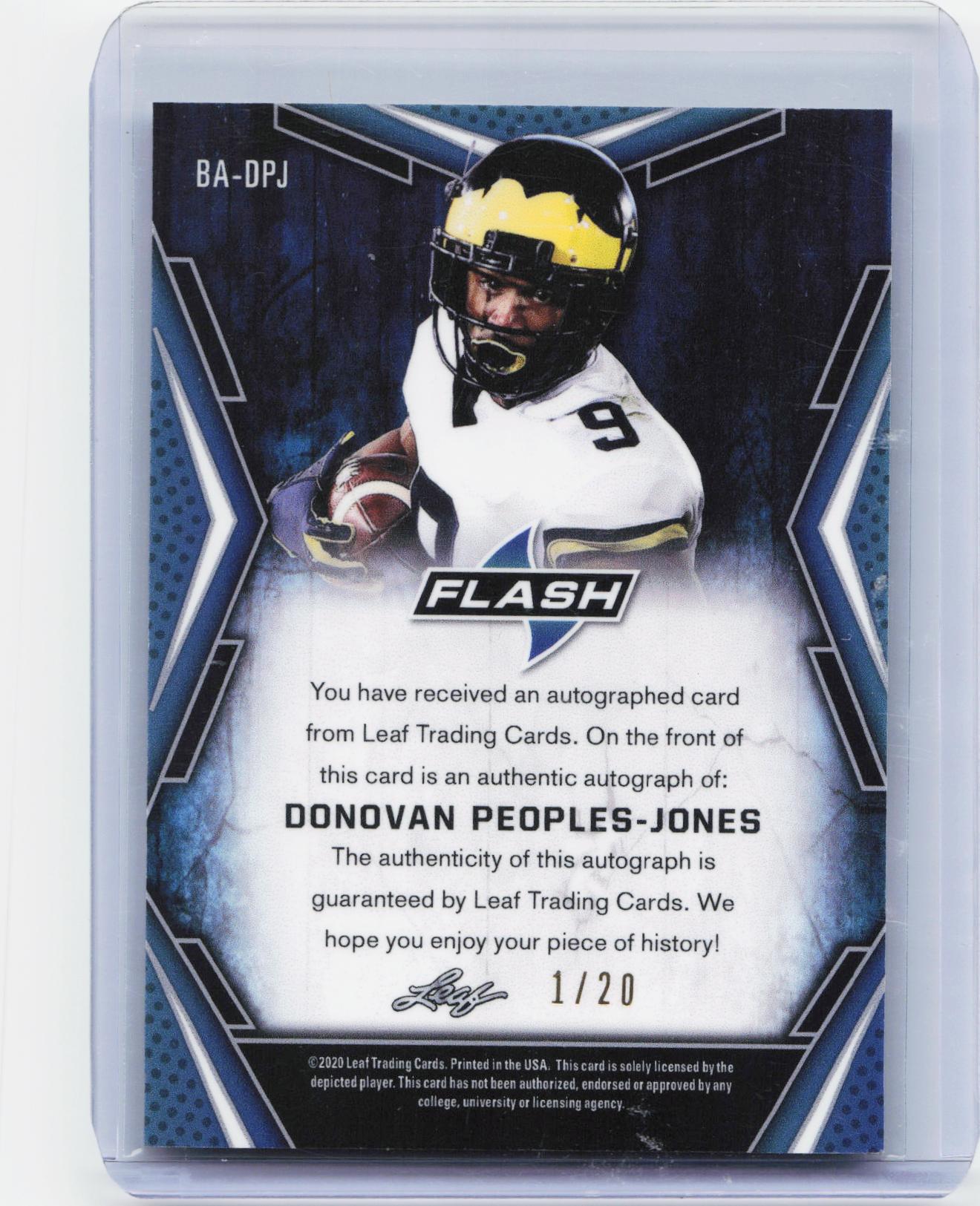 2020 Leaf Flash #BA-DPJ Donovan Peoples-Jones Green #/20