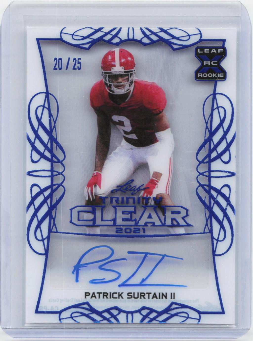 2021 Leaf Trinity #CA-PS2 Patrick Surtain II Clear Autograph Platinum #/25