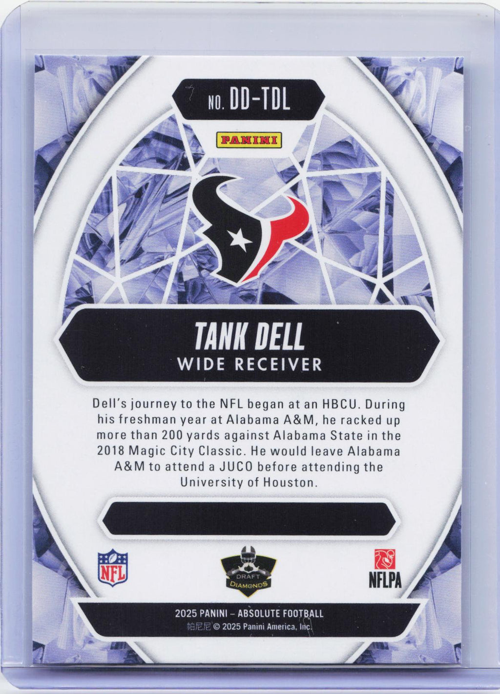 2025 Panini Absolute #DD-TDL Tank Dell Draft Diamonds