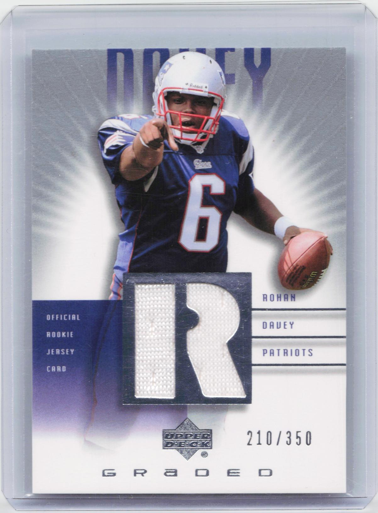 2002 UD Graded #RD-500 Rohan Davey Rookie Jerseys #/350