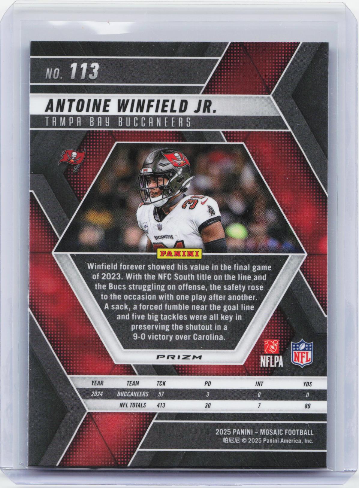 2025 Panini Mosaic #113 Antoine Winfield Jr. Mosaic Genesis