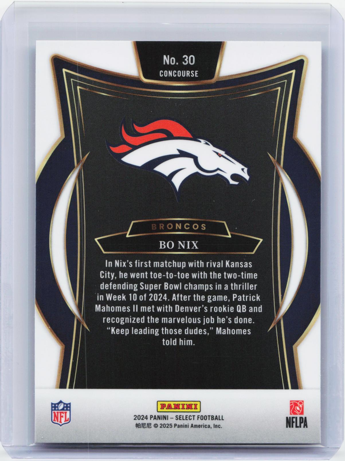 2024 Panini Select #30 Bo Nix