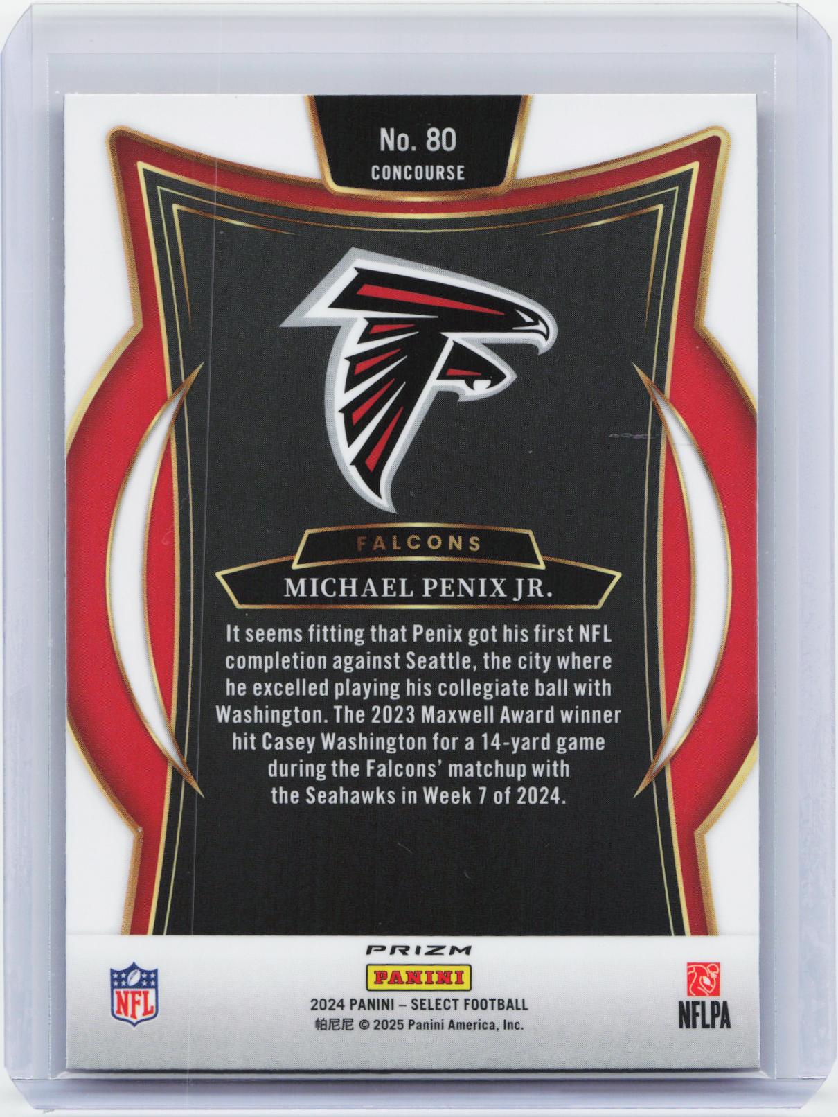 2024 Panini Select #80 Michael Penix Jr. Red & Blue Prizm Shock