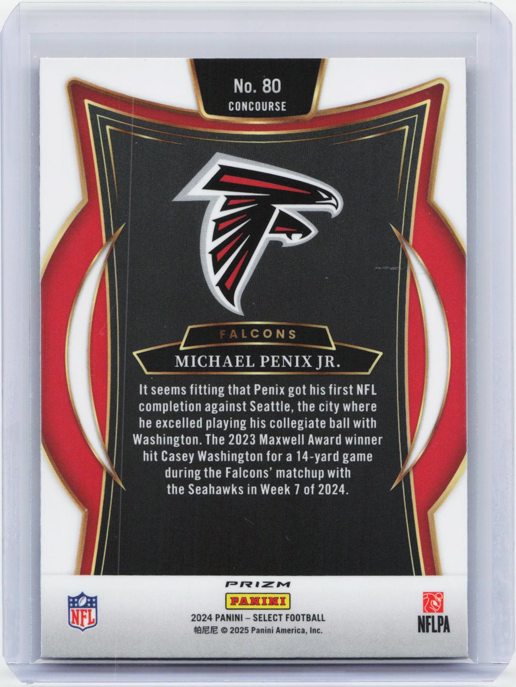 2024 Panini Select #80 Michael Penix Jr. Red & Blue Prizm Shock