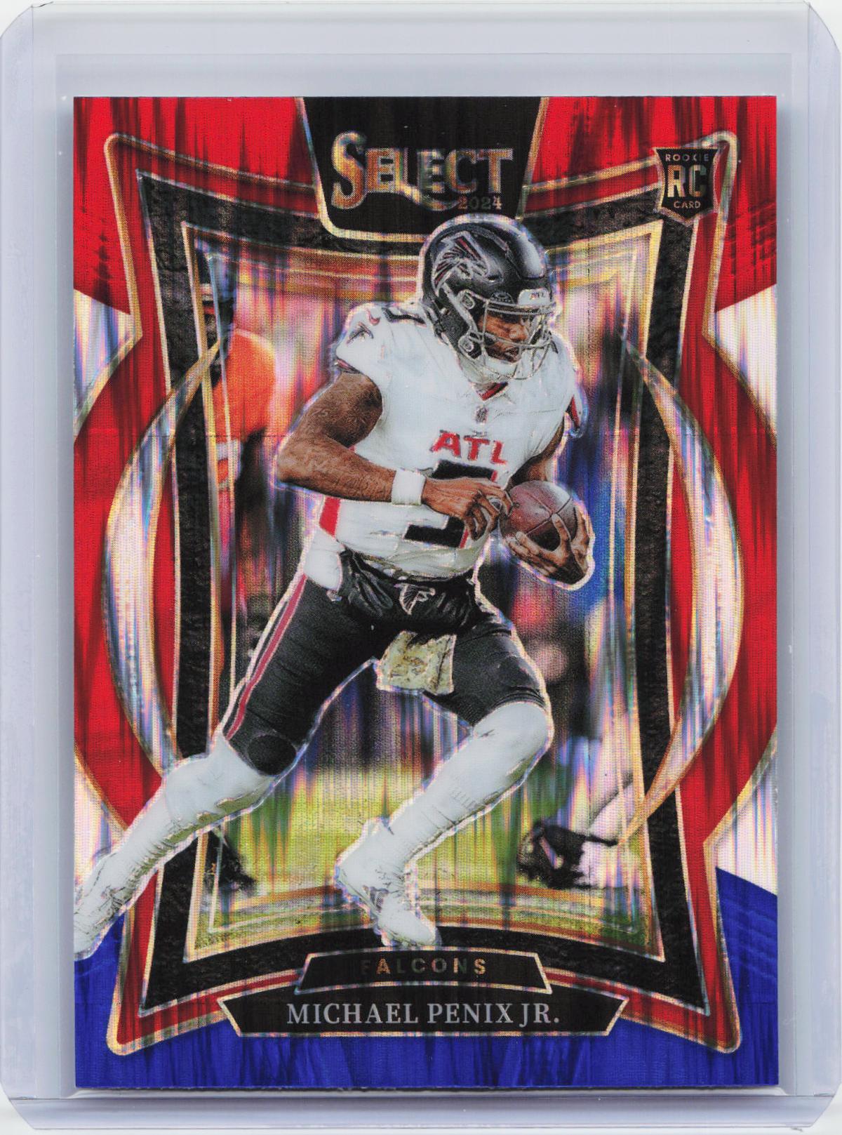 2024 Panini Select #80 Michael Penix Jr. Red & Blue Prizm Shock