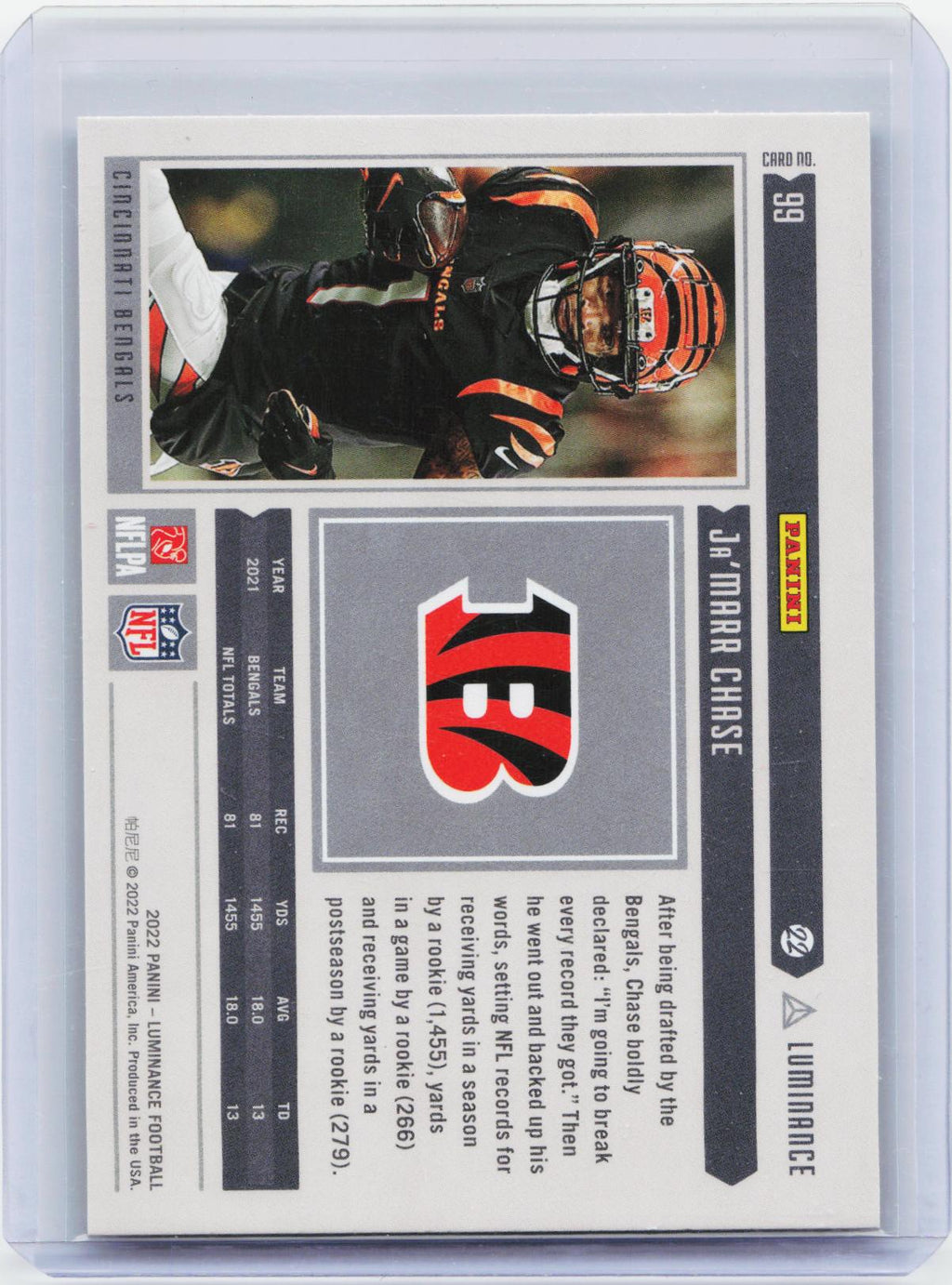 2022 Panini Luminance #99 Ja'Marr Chase