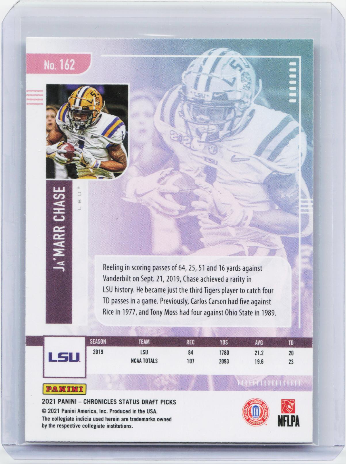 2021 Panini Chronicles Draft Picks #162 Ja'Marr Chase
