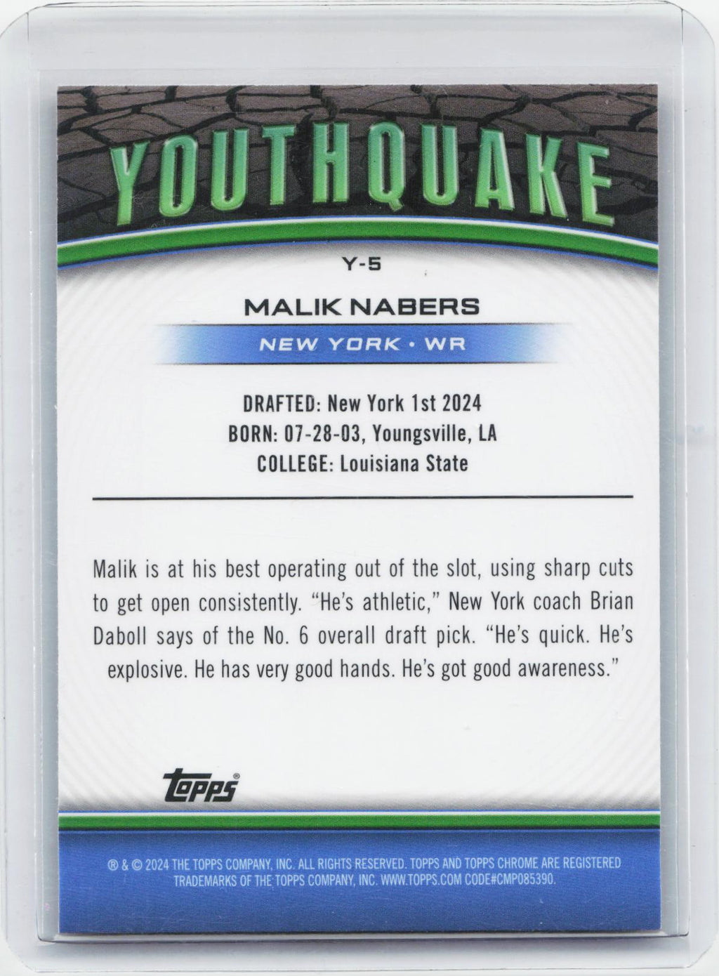 2024 Topps Chrome - Youthquake Pink Refractor #Y-5 Malik Nabers