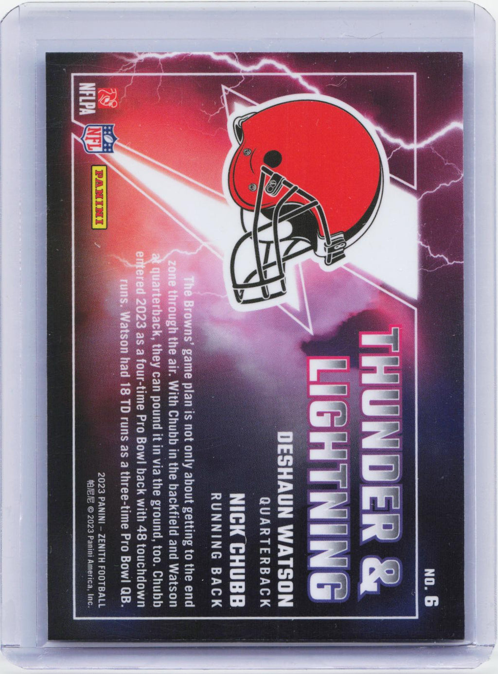 2023 Panini Zenith #6 Deshaun Watson / Nick Chubb Thunder and Lightning