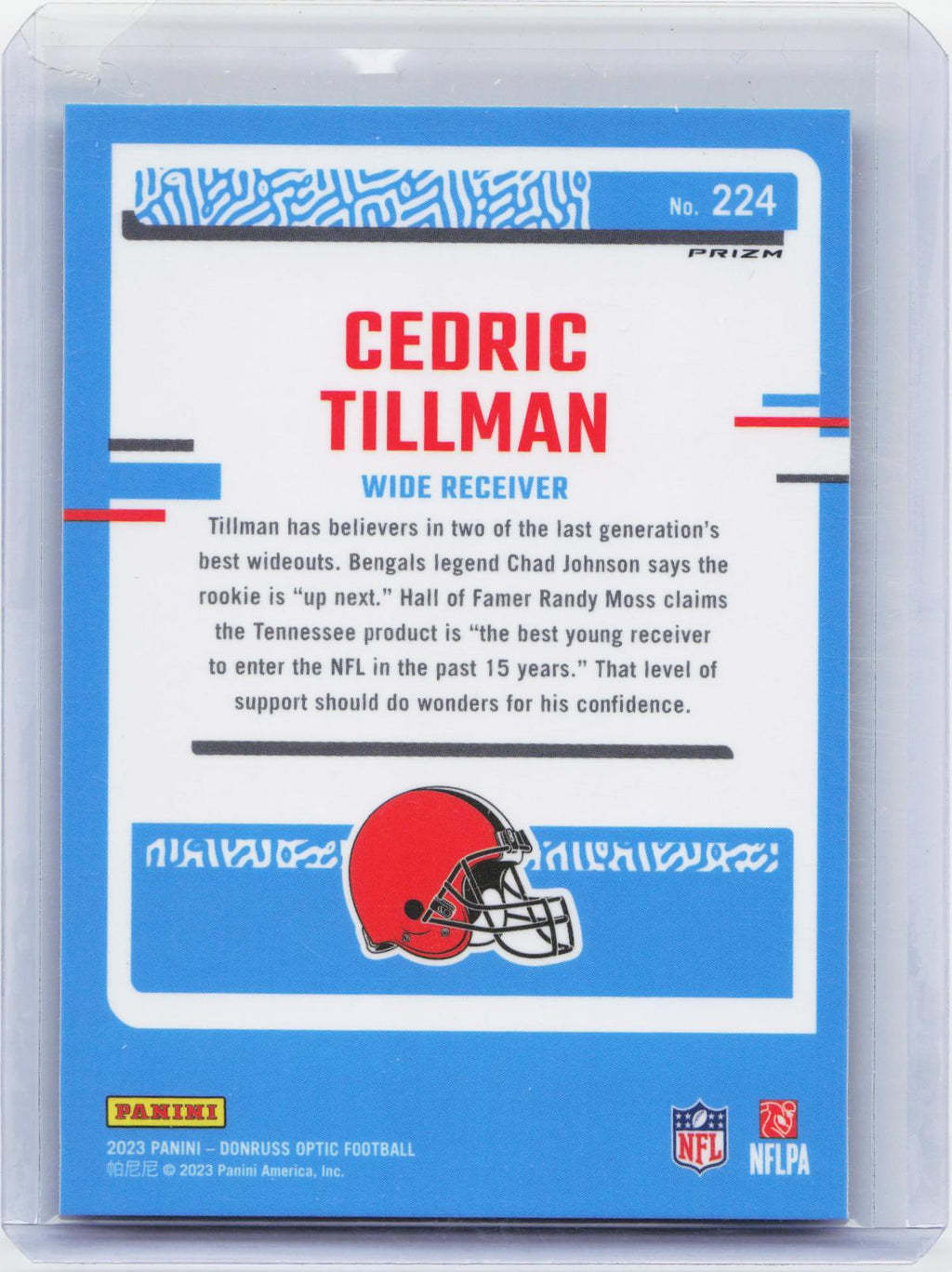2023 Donruss Optic #224 Cedric Tillman Blue Hyper