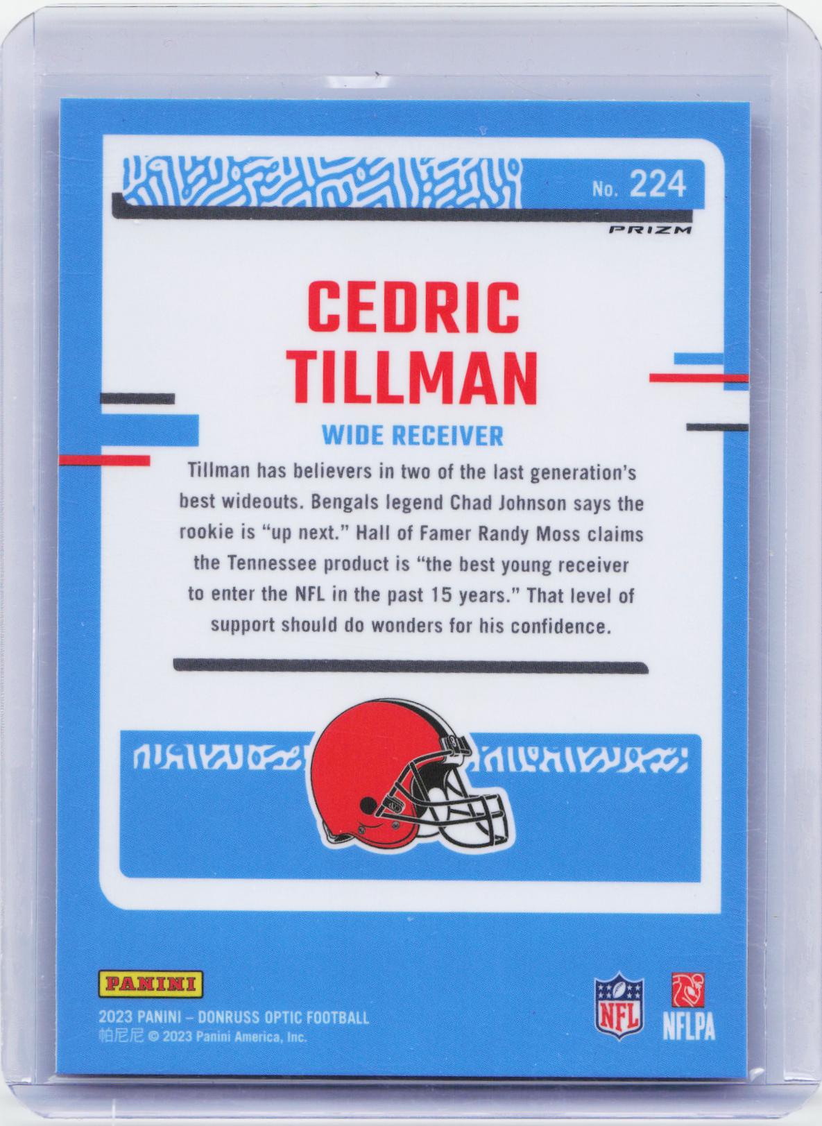 2023 Donruss Optic #224 Cedric Tillman Purple Shock