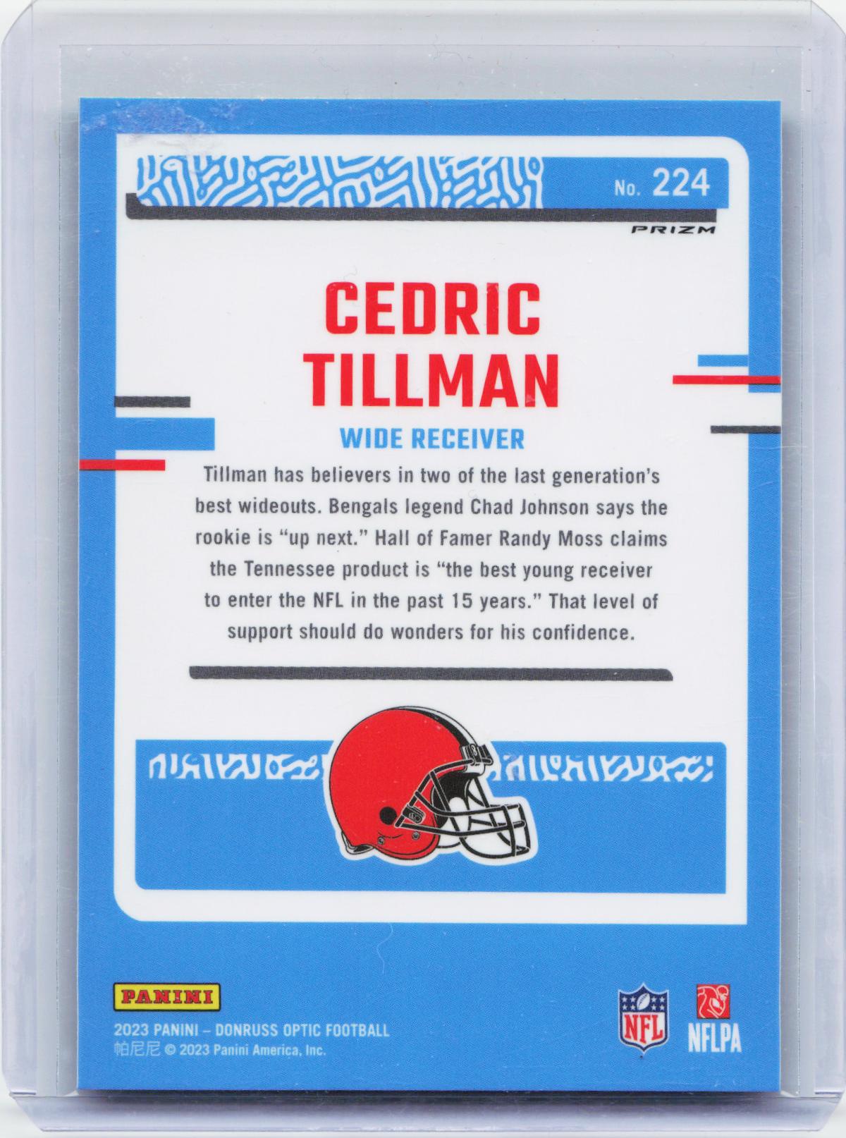 2023 Donruss Optic #224 Cedric Tillman Green Velocity