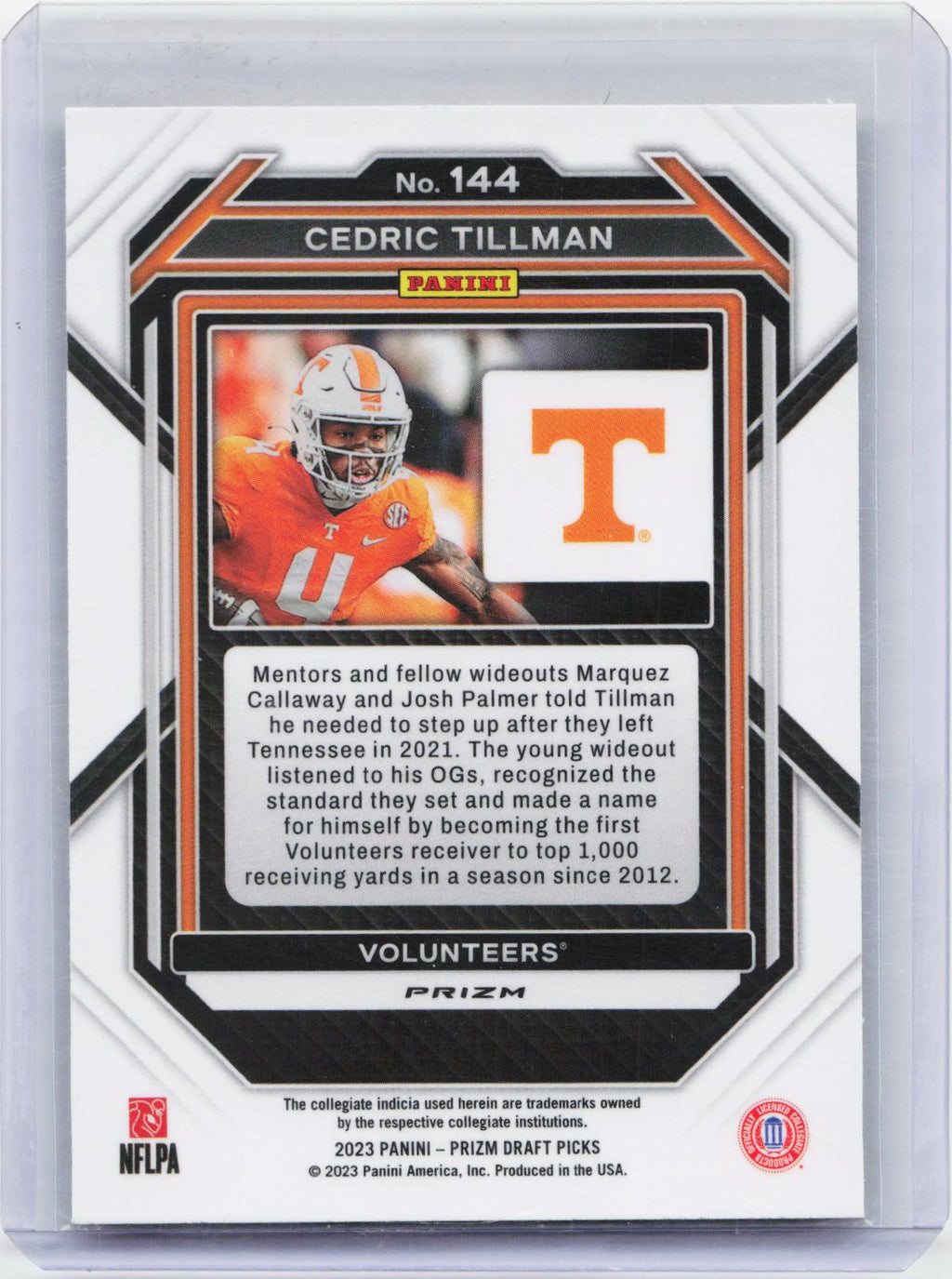 2023 Panini Prizm Draft Picks #144 Cedric Tillman Prizms Gold Ice