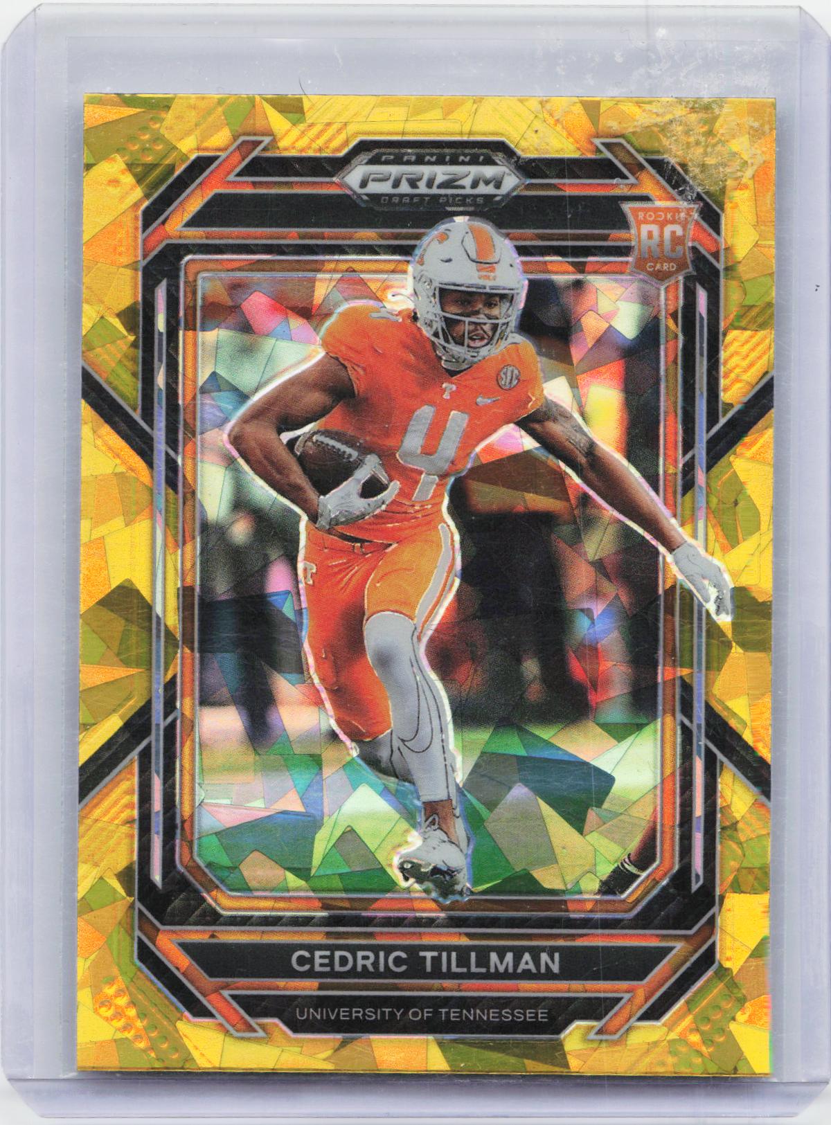 2023 Panini Prizm Draft Picks #144 Cedric Tillman Prizms Gold Ice
