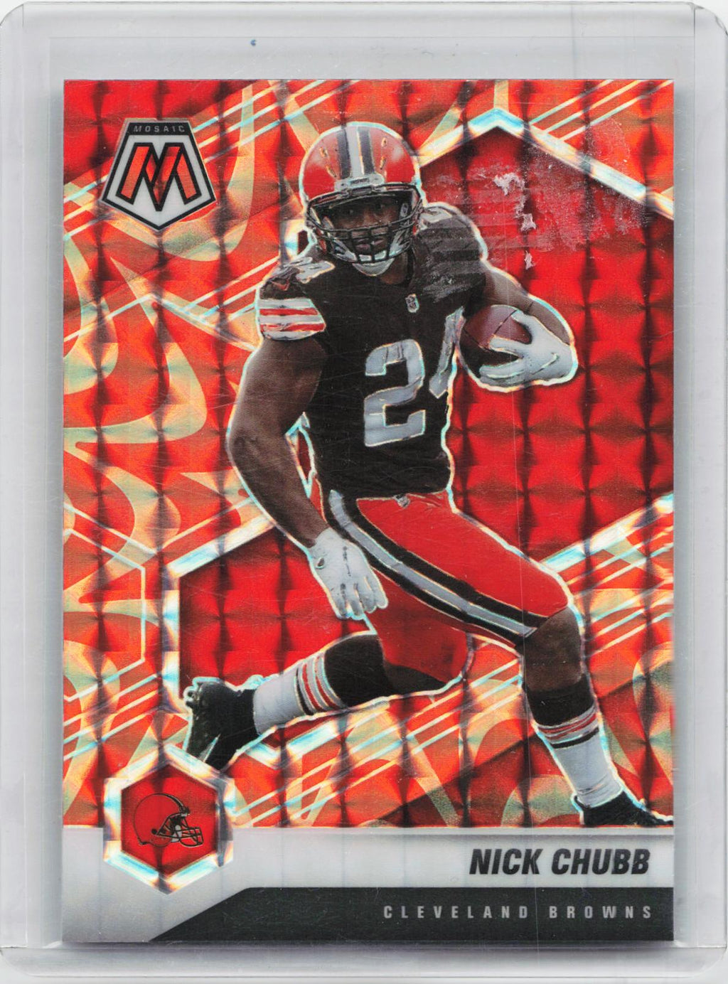 2020 Panini Mosaic #53 Nick Chubb Prizm Reactive Orange