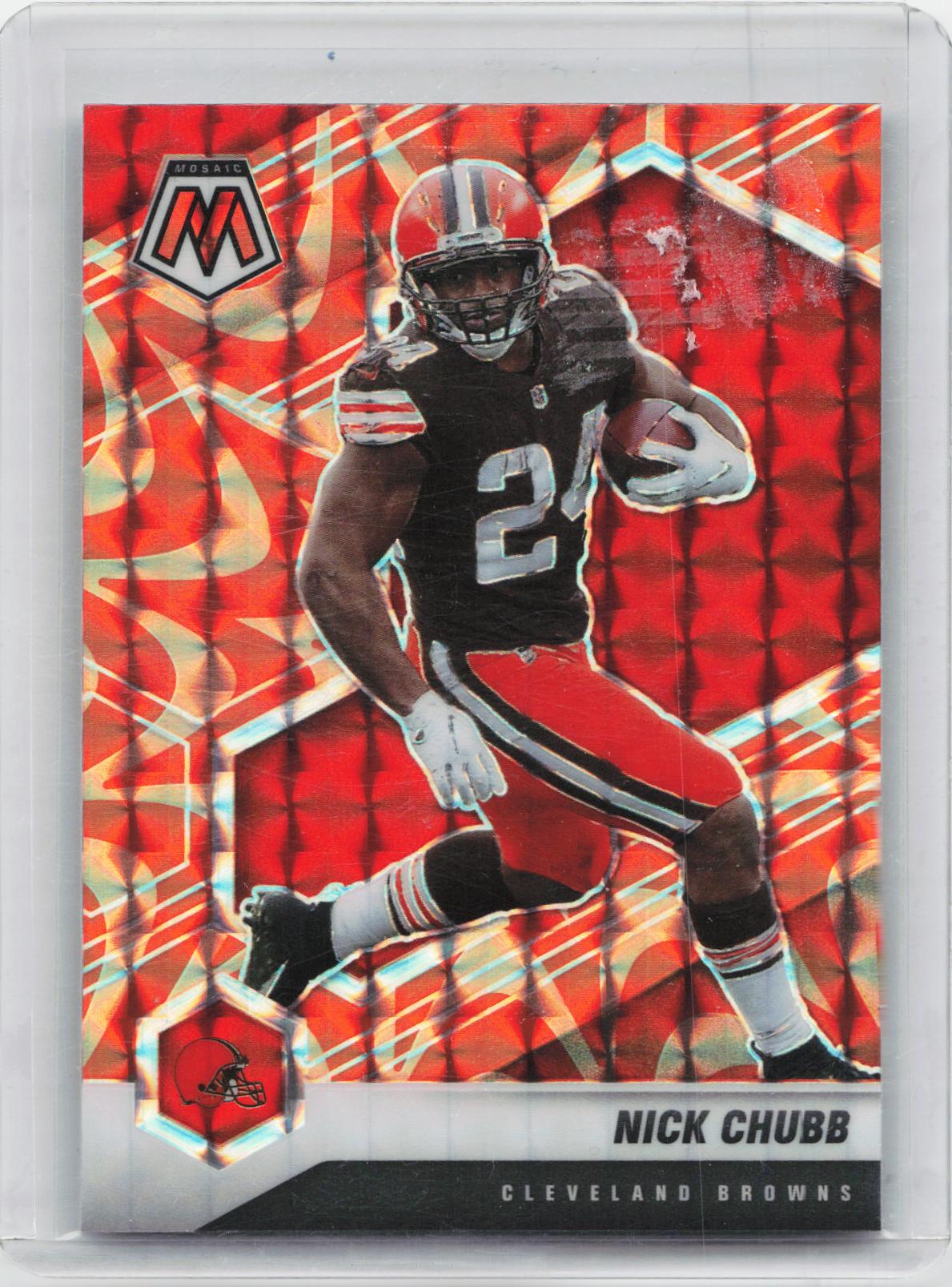2020 Panini Mosaic #53 Nick Chubb Prizm Reactive Orange