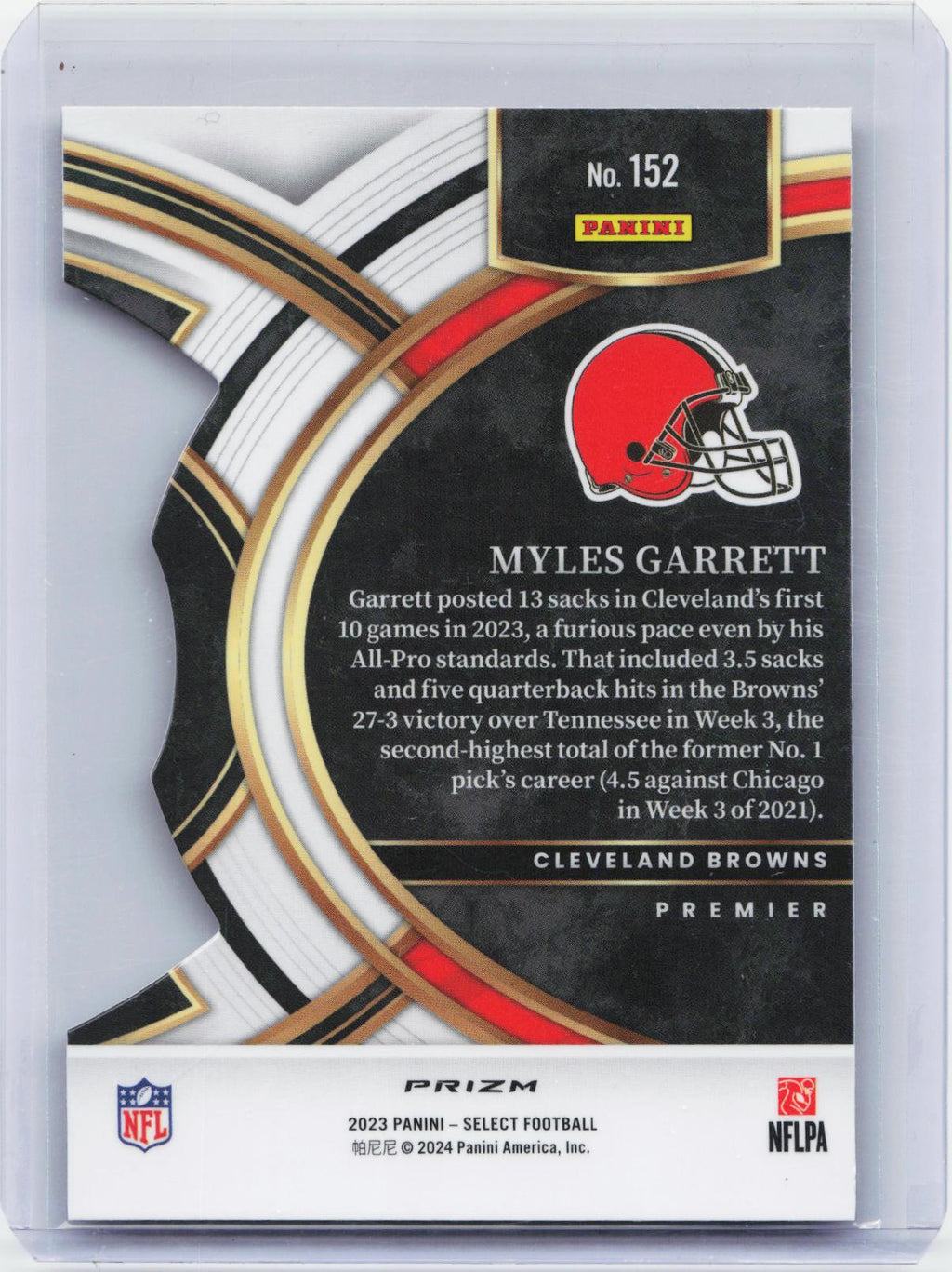 2023 Panini Select #152 Myles Garrett Red and Blue Prizms Die Cuts