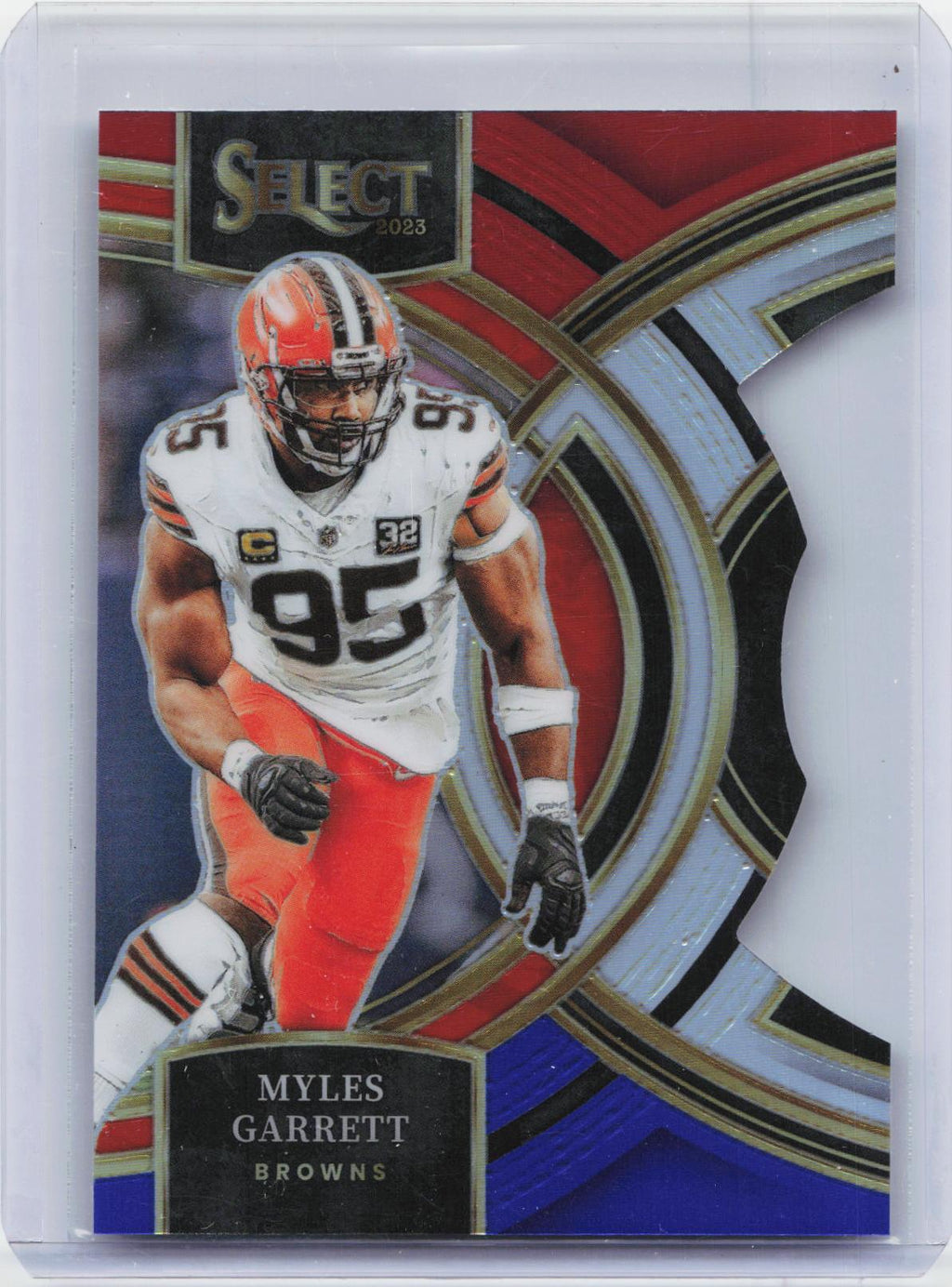 2023 Panini Select #152 Myles Garrett Red and Blue Prizms Die Cuts