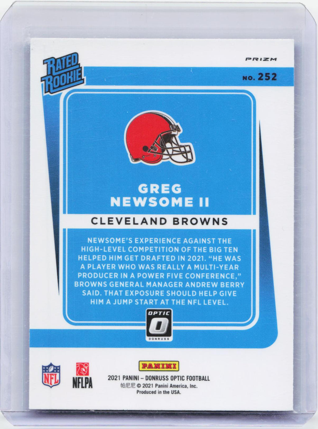 2021 Donruss Optic #252 Greg Newsome II Blue Hyper