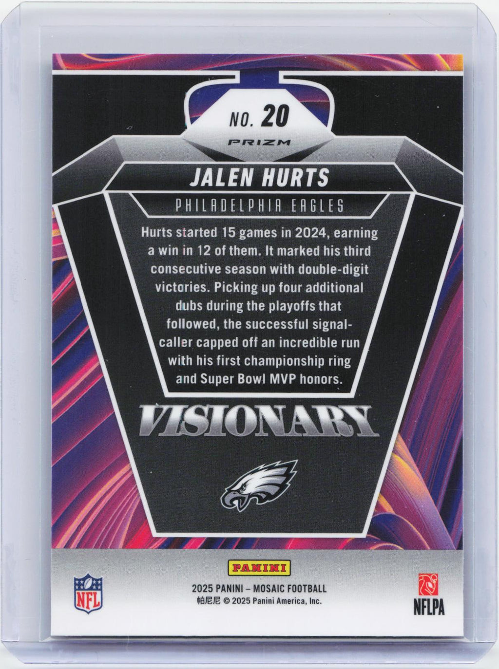 2025 Panini Mosaic #20 Jalen Hurts Visionary