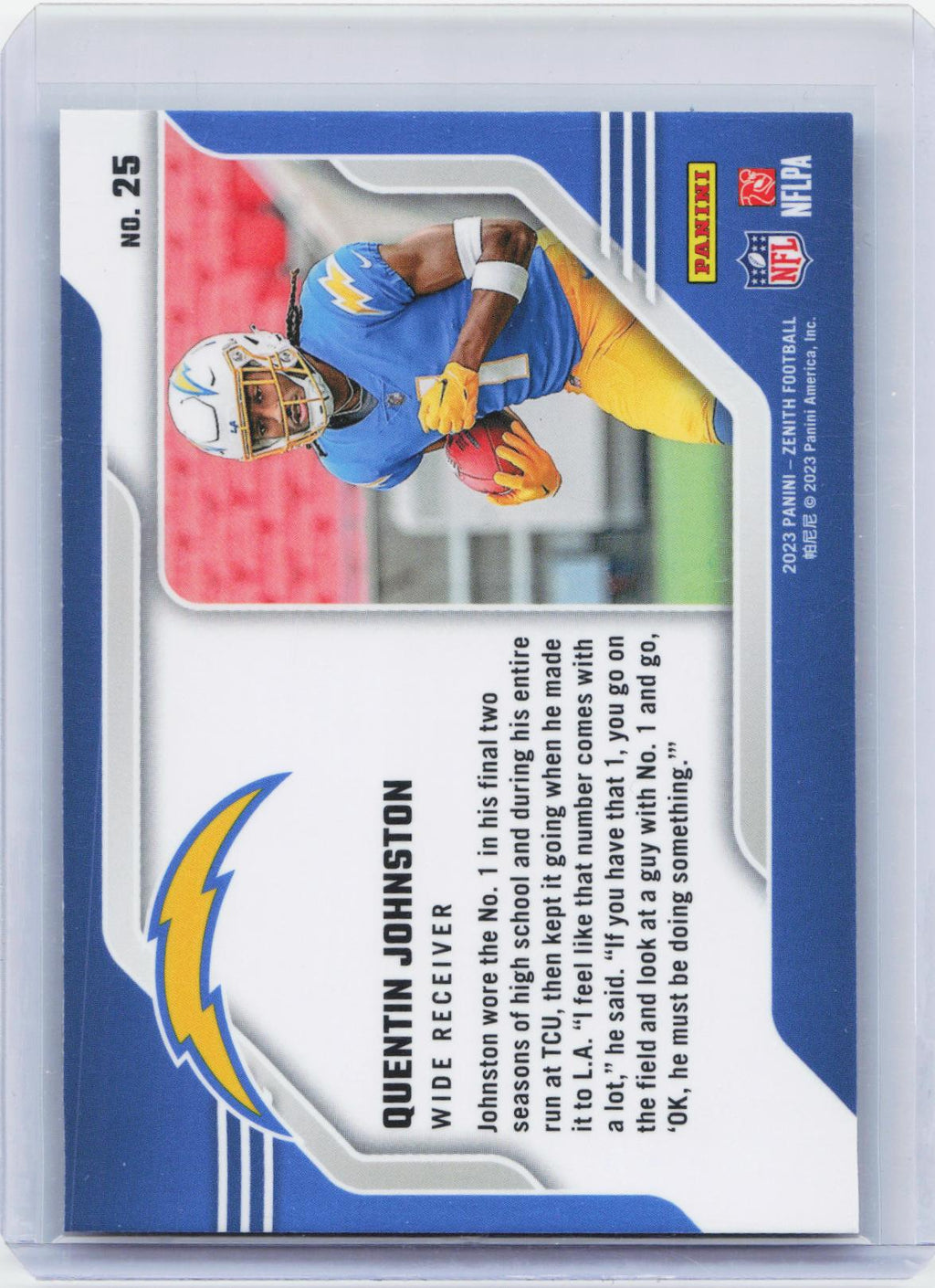 2023 Panini Zenith #25 Quentin Johnston Behind the Numbers