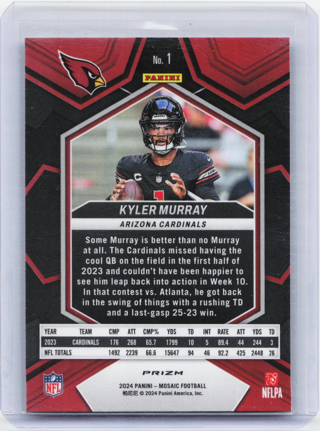 2024 Panini Mosaic #1 Kyler Murray Silver