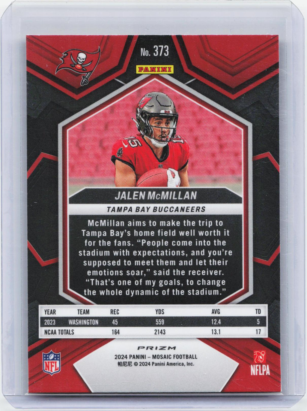 2024 Panini Mosaic #373 Jalen McMillan Mosaic Reactive Yellow