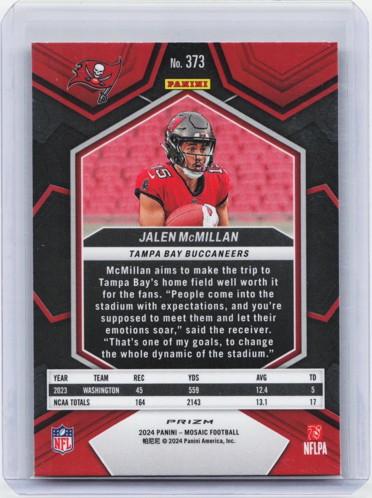2024 Panini Mosaic #373 Jalen McMillan Mosaic Reactive Yellow