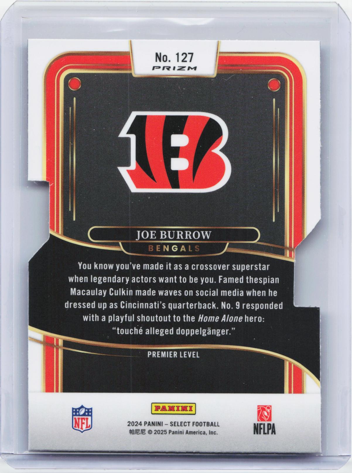 2024 Panini Select #127 Joe Burrow Silver Prizm Die Cut