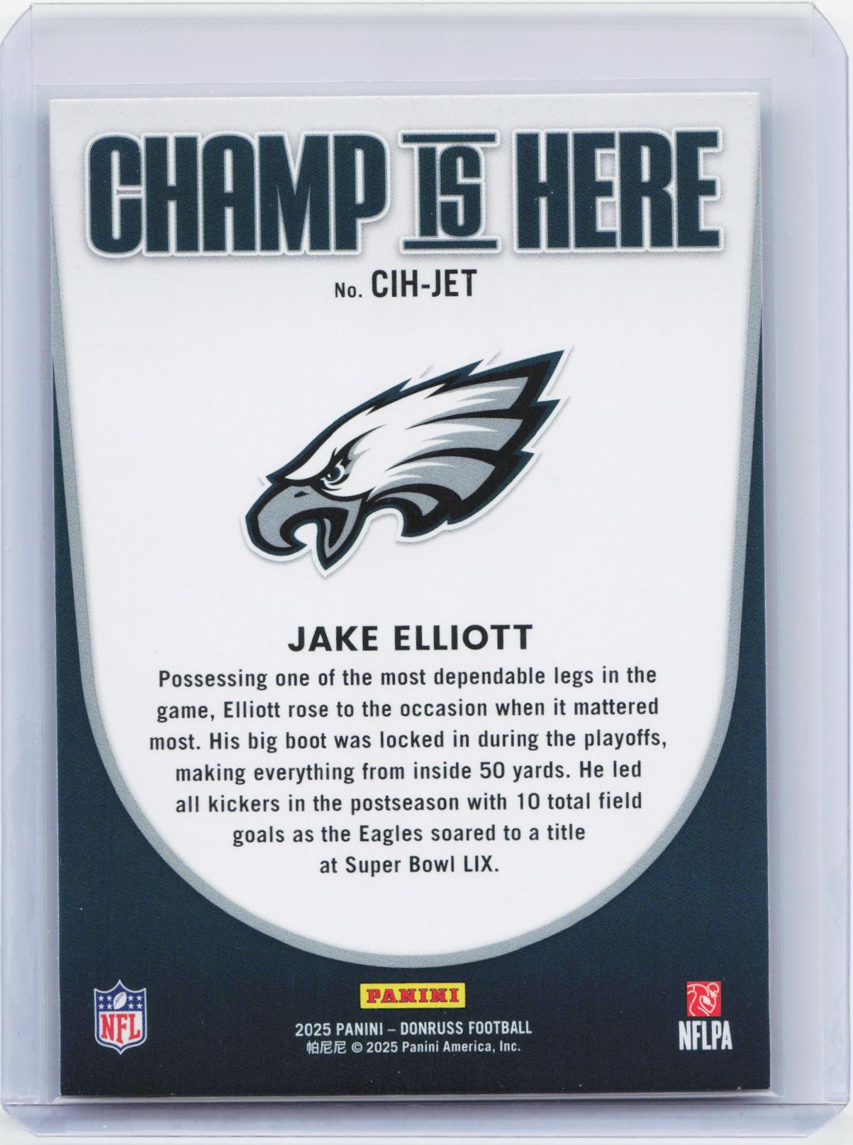 2025 Donruss #CIH-JET Jake Elliott Champ is Here