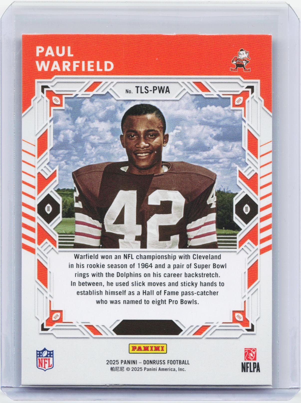 2025 Donruss #TLS-PWA Paul Warfield The Legend Series