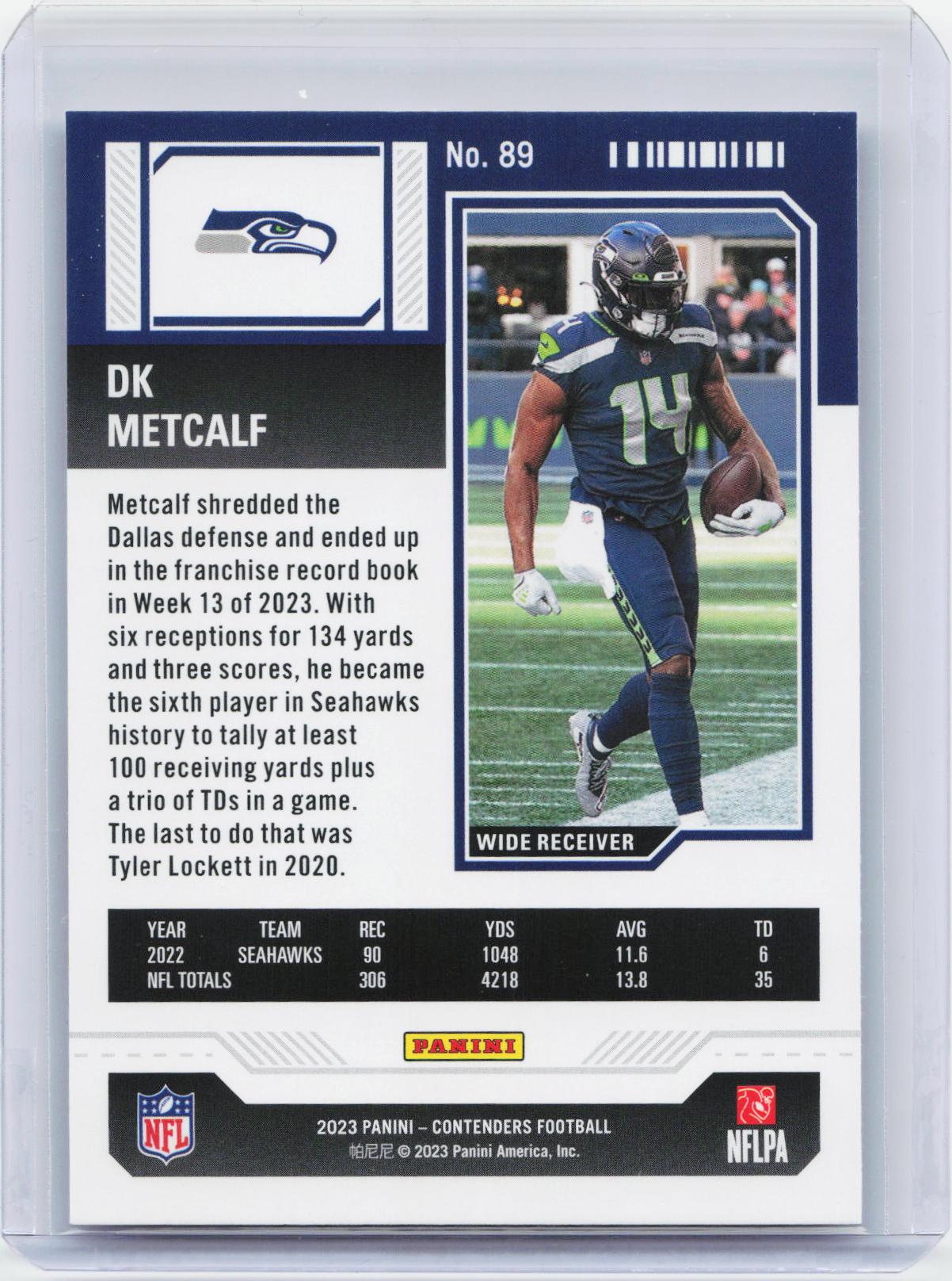 2023 Panini Contenders #89 DK Metcalf Game Ticket Bronze