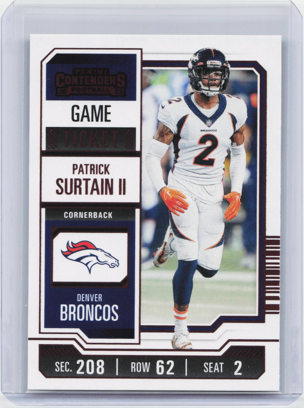 2023 Panini Contenders #31 Patrick Surtain II Game Ticket Bronze