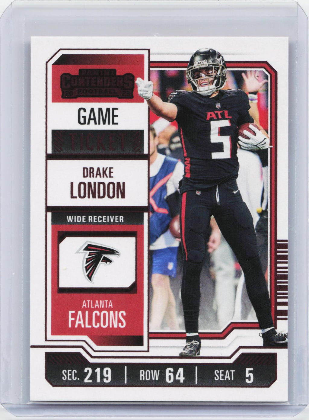 2023 Panini Contenders #5 Drake London Game Ticket Red