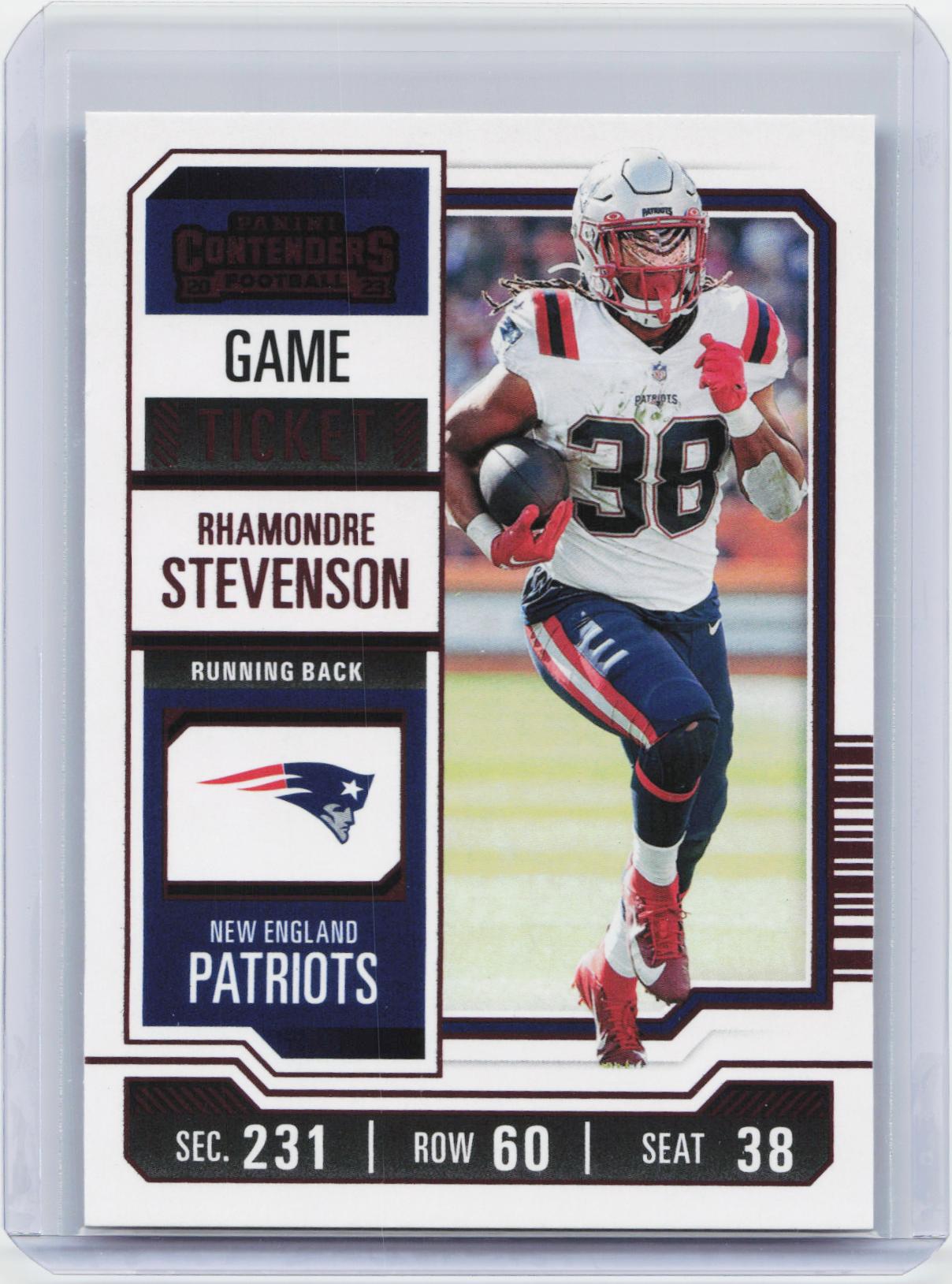 2023 Panini Contenders #71 Rhamondre Stevenson Game Ticket Bronze